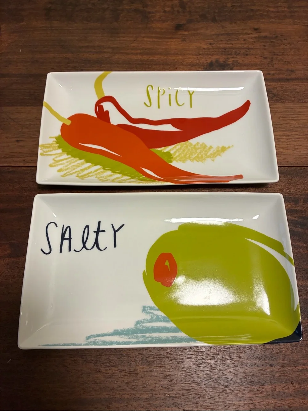 Crate & Barrel Crave Appetizer Plates Set of 4 Sweet, Sour, Salty & Spicy